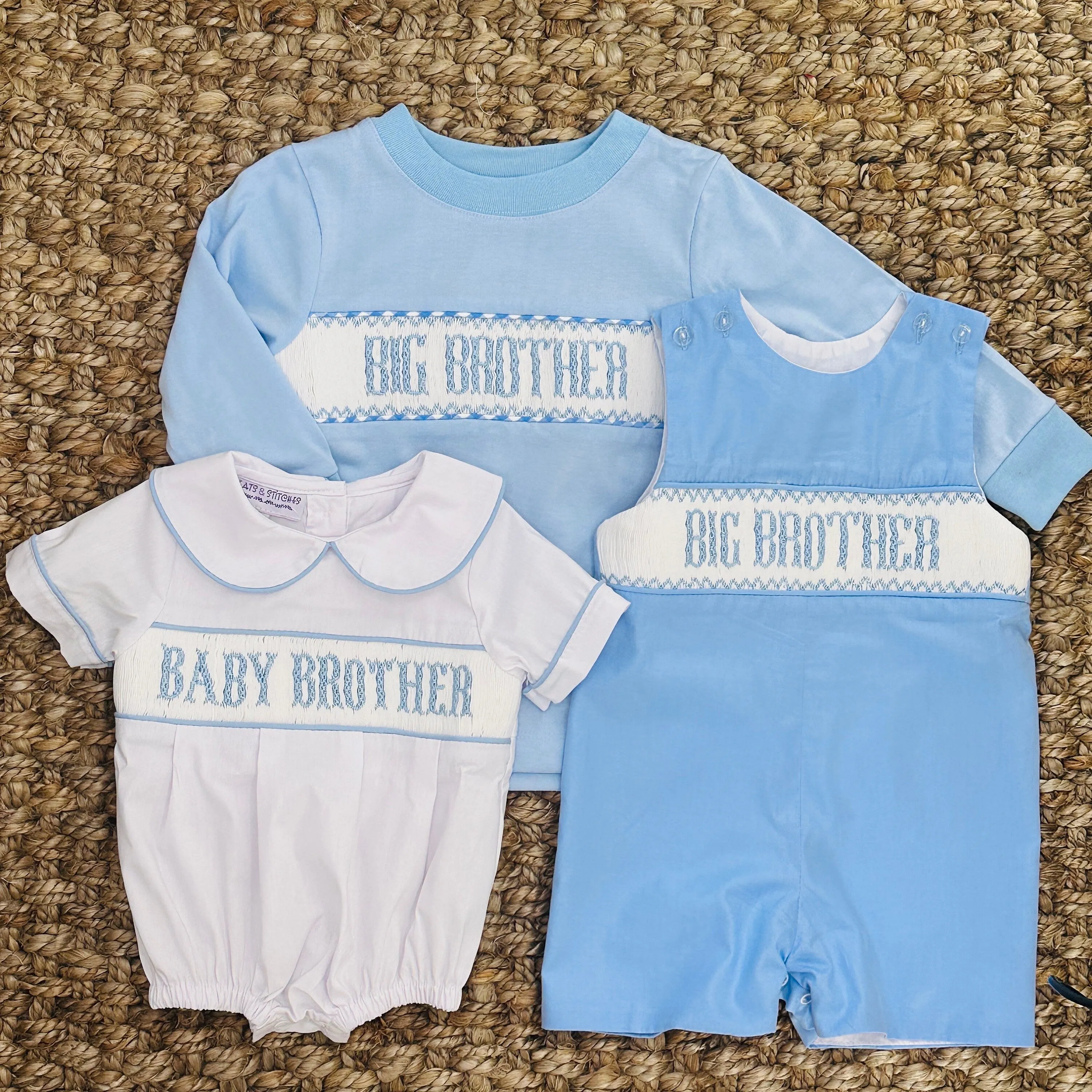 Big Brother Smocked Knit Shirt - Long Sleeve Blue