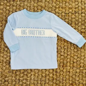 Big Brother Smocked Knit Shirt - Long Sleeve Blue