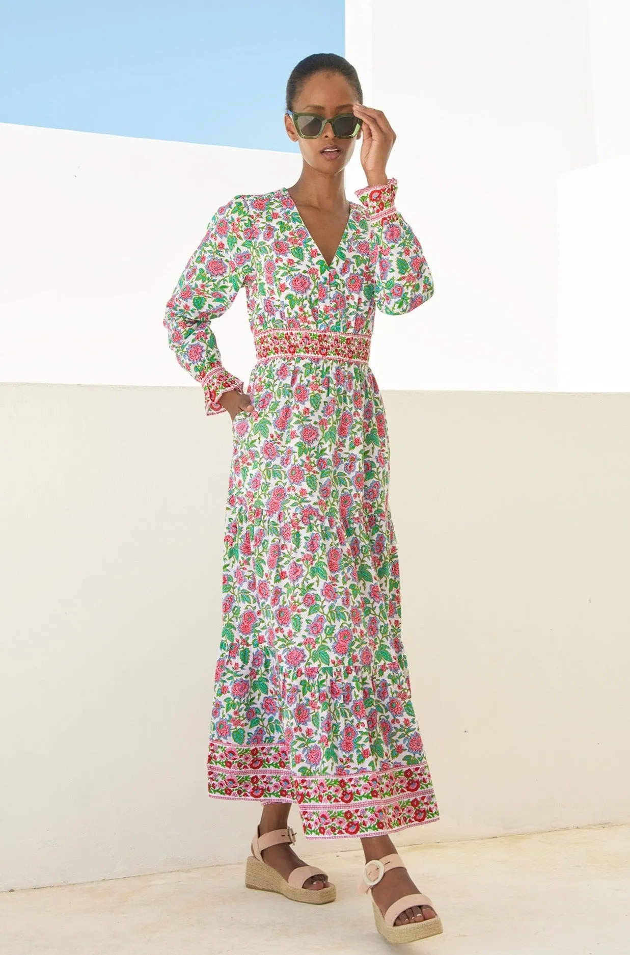 Billie Block Print Dress | Pink/Green