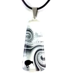 Black & White Kiwi Dot Pendant