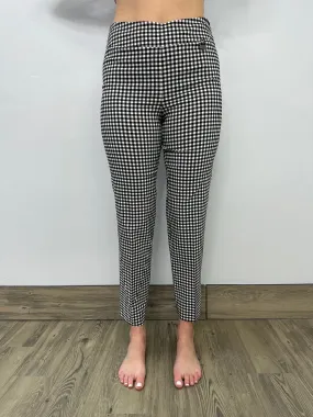 Black and White Gingham Full Length Pants