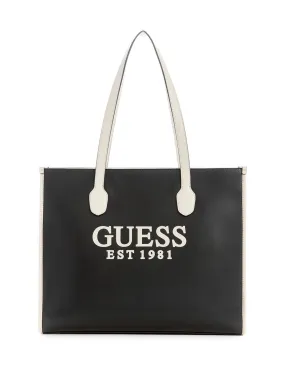 Black and White Logo Silvana Tote Bag