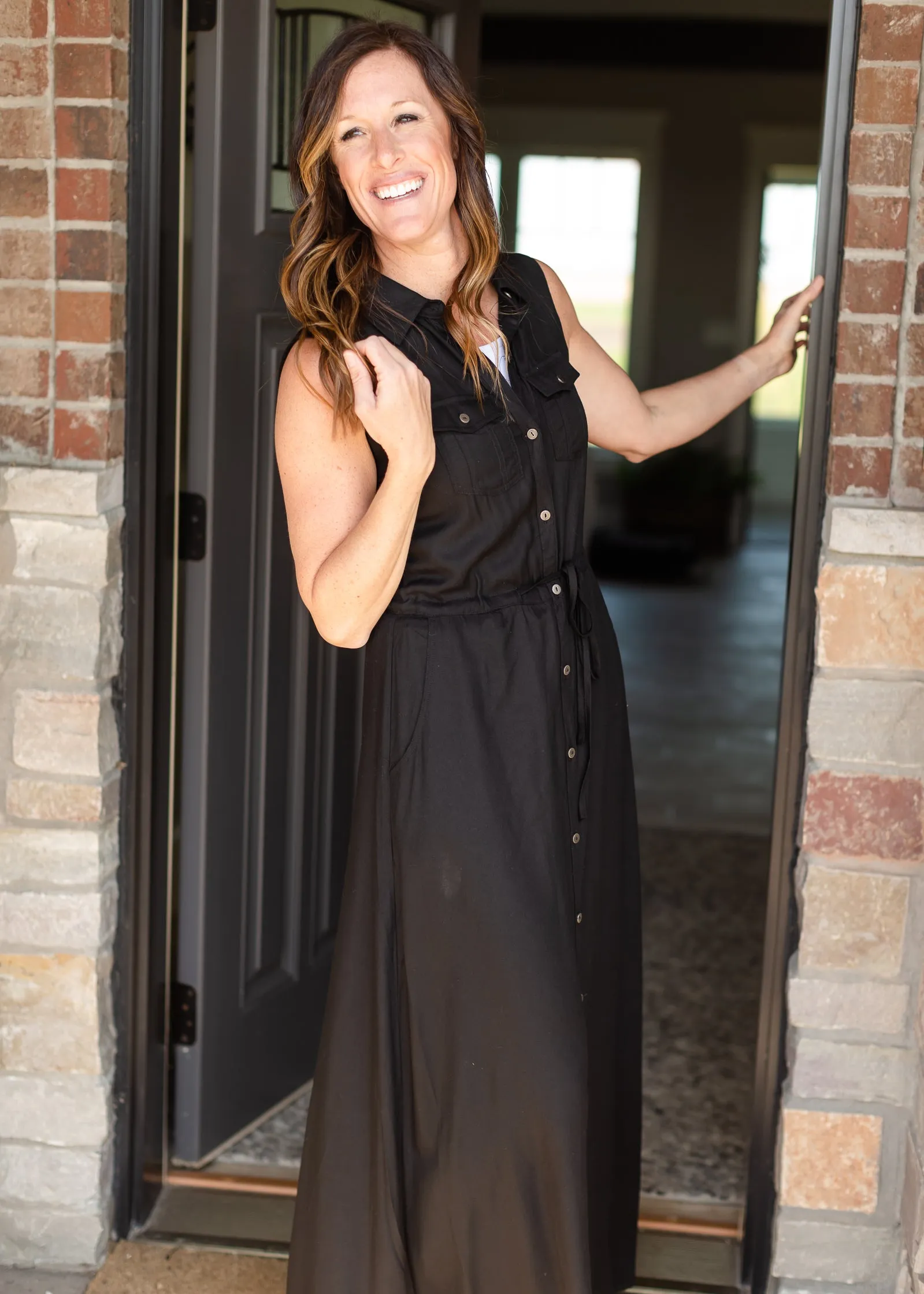 Black Button Up Maxi Dress - FINAL SALE