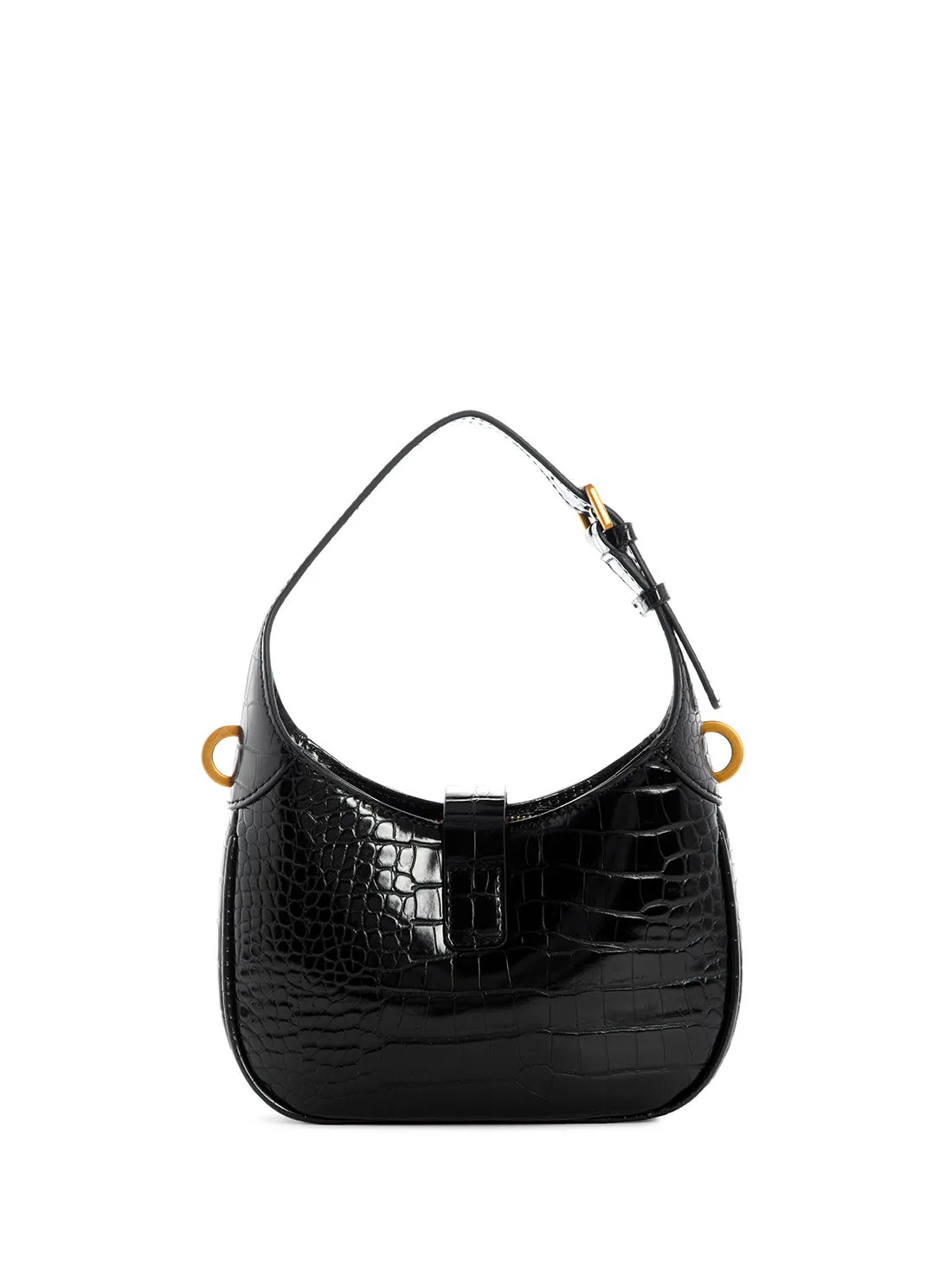 Black Croco Maimie Mini Hobo Bag