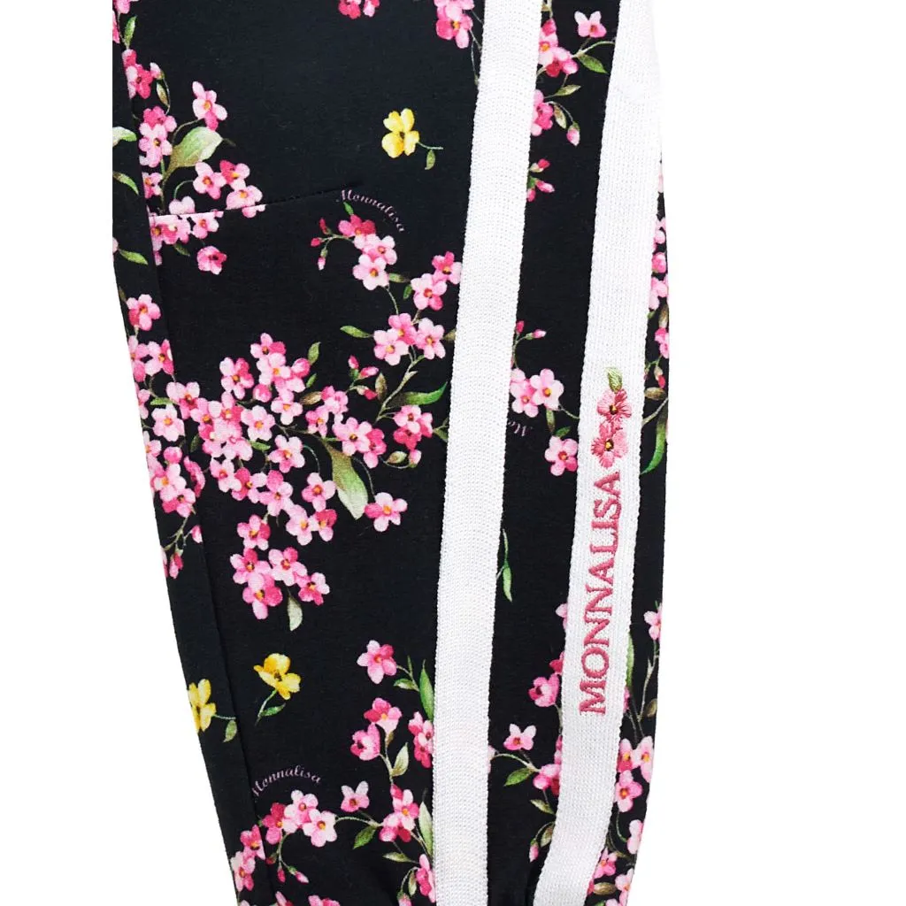 Black Floral Print Sweatpants