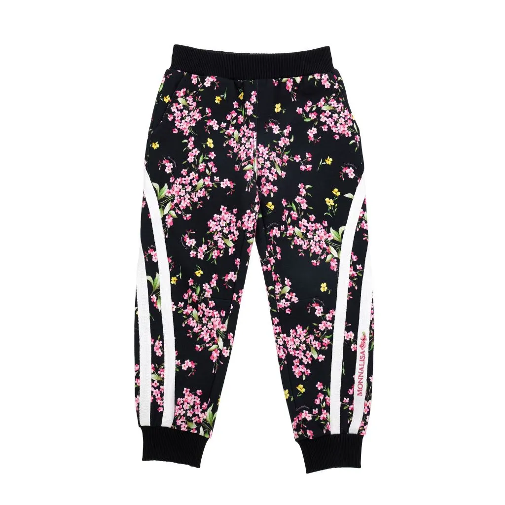 Black Floral Print Sweatpants