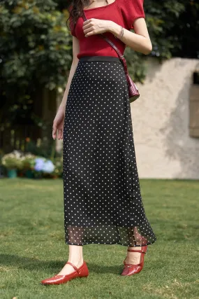 Black Polka Dot Skirt for Women