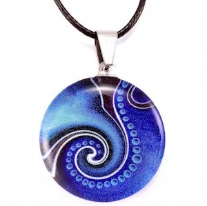 Blue Dot Wave Pendant & Earring Set