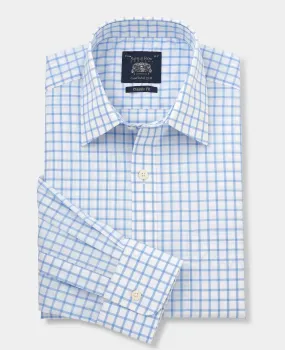 Blue White Check Classic Fit Shirt - Single Cuff