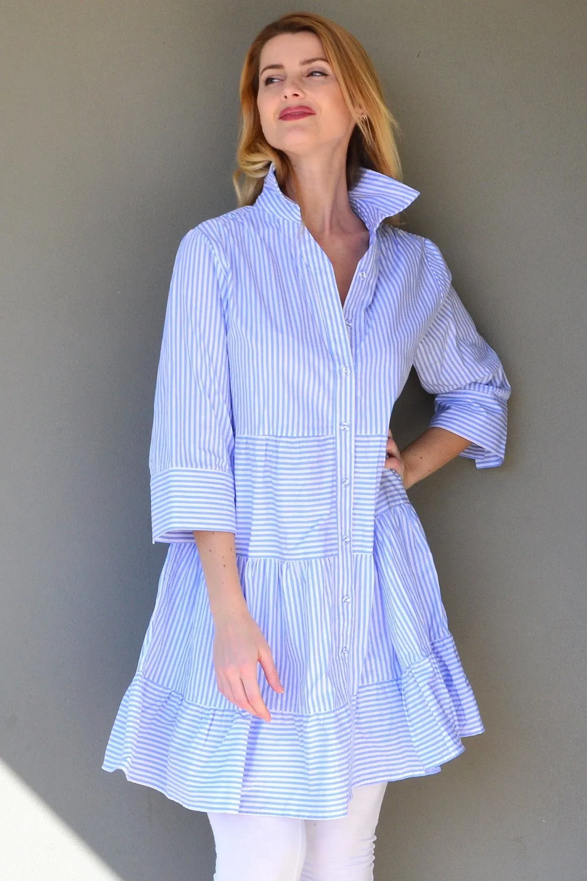 Blue White Striped Tunic Dress