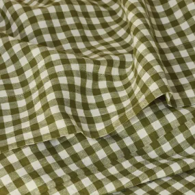 Botanical Green Gingham Linen Blend Flat Sheet