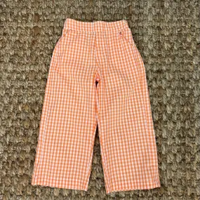 Boy's Pants in Orange Gingham with Pockets