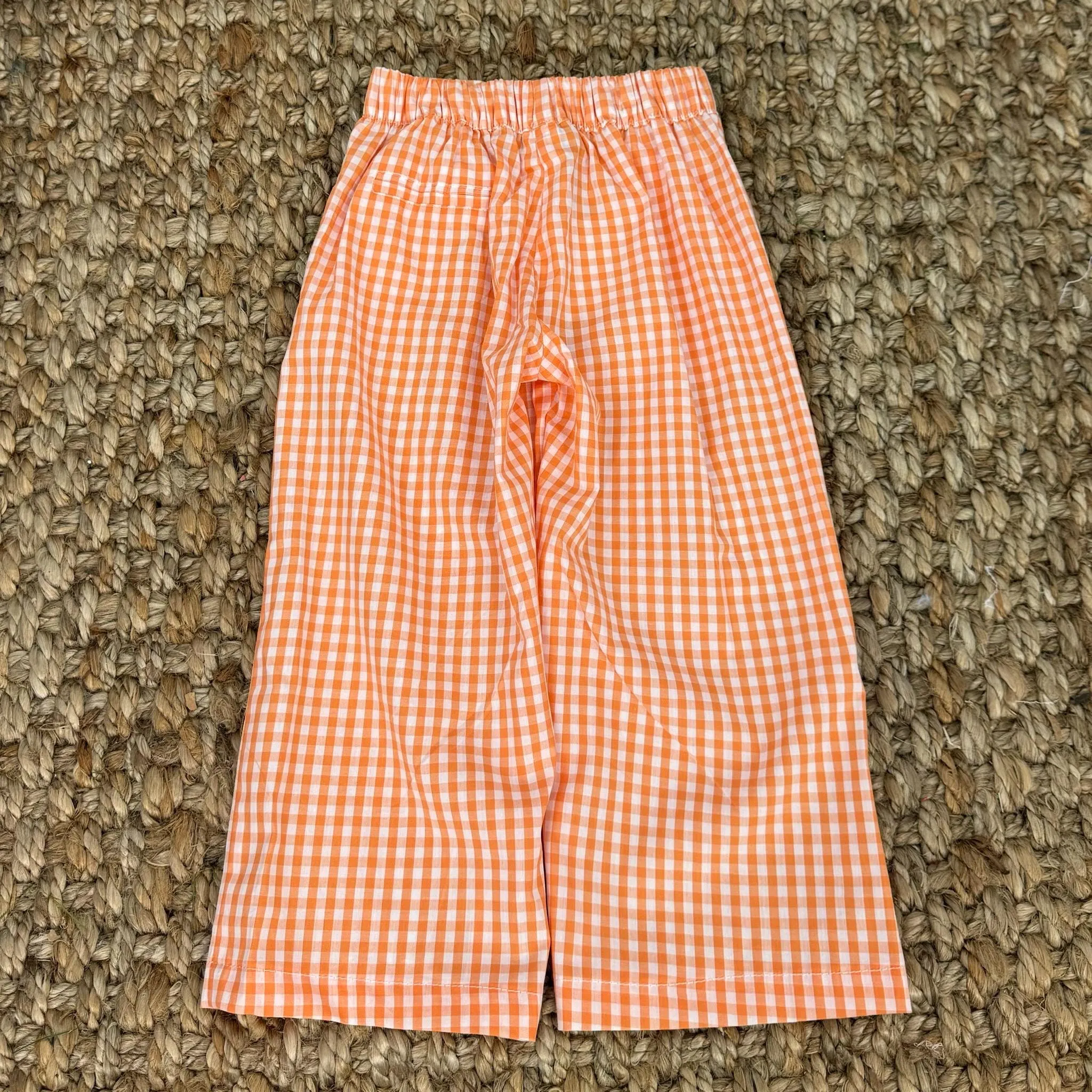 Boy's Pants in Orange Gingham with Pockets