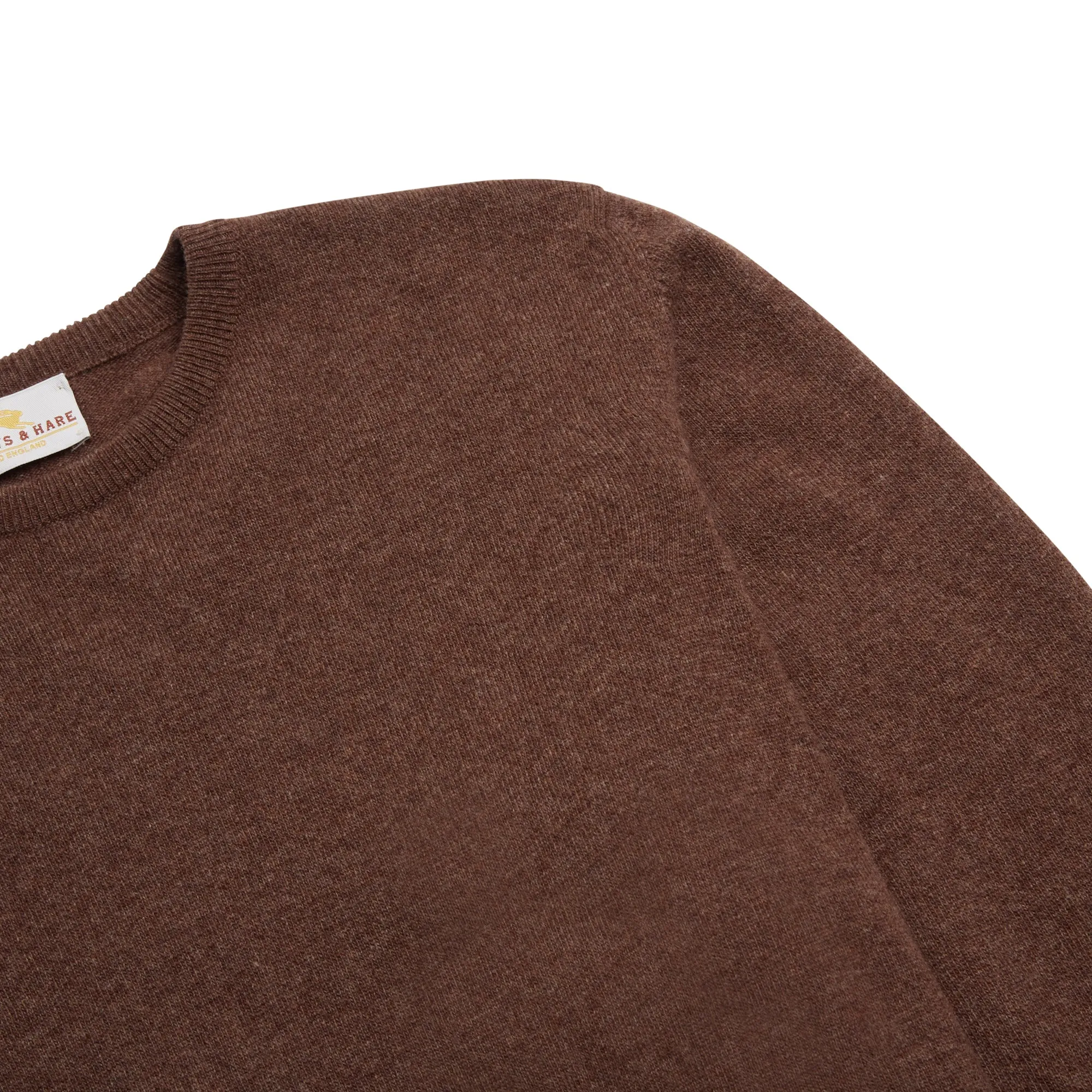 Burrows & Hare Scottish Lambs Wool Crew Neck Jumper - Mocha