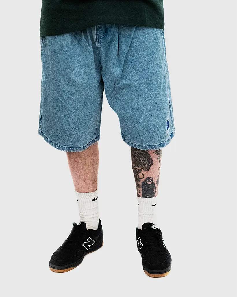 Butter Goods x Blue Note Pleated Denim Shorts- Washed Indigo