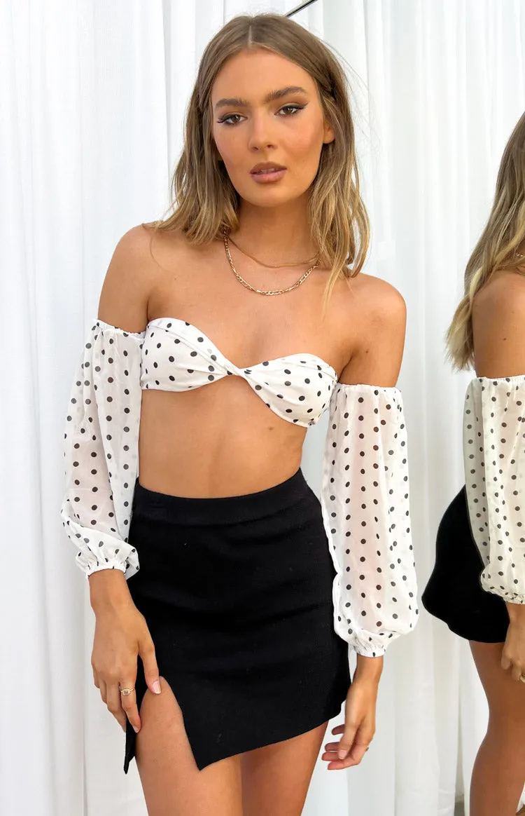 Carita White Printed Crop Top