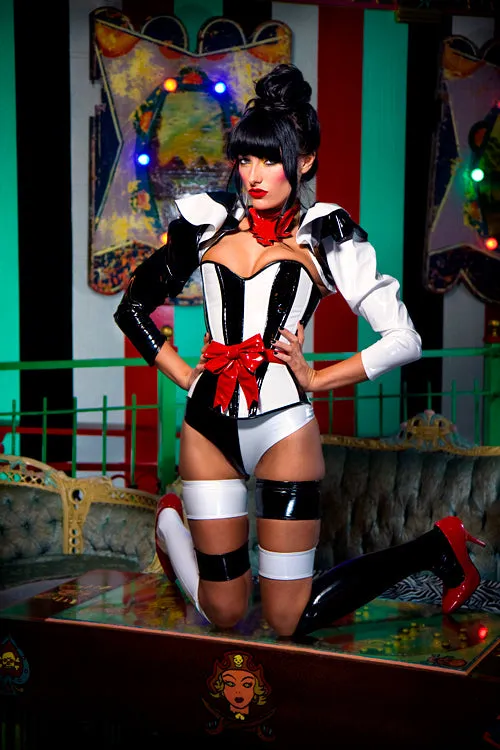 Carnival striped PVC Overbust Corset