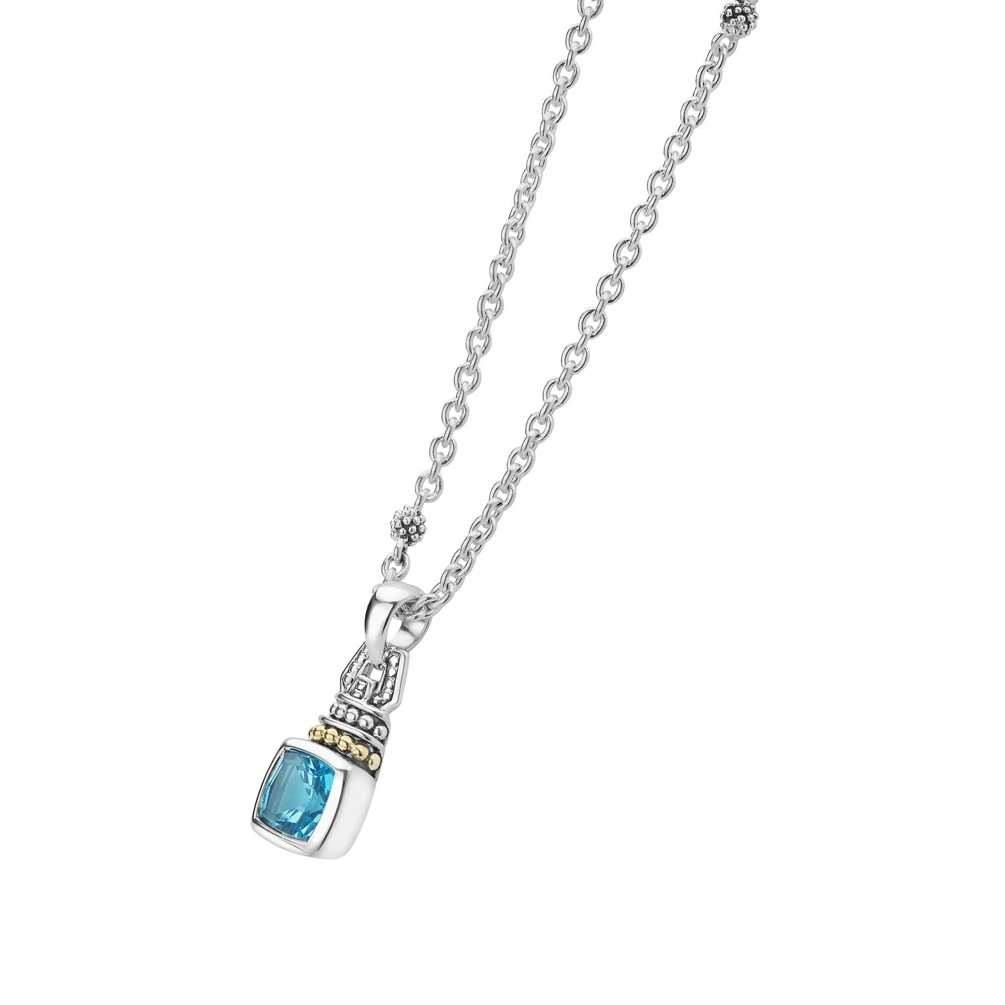 Caviar Color Swiss Blue Topaz Pendant Necklace