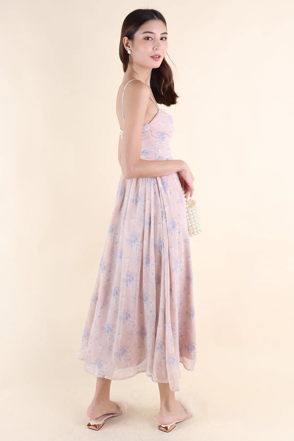 CECILY FLORAL MAXI IN DUSTY PINK