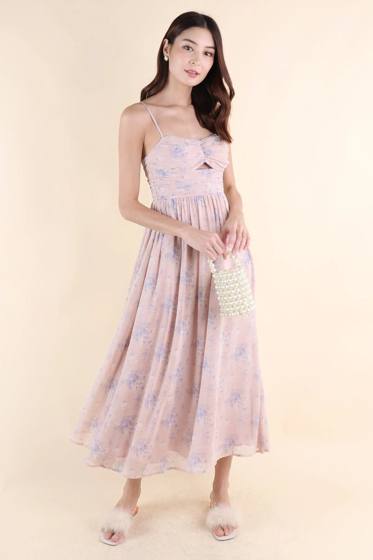 CECILY FLORAL MAXI IN DUSTY PINK