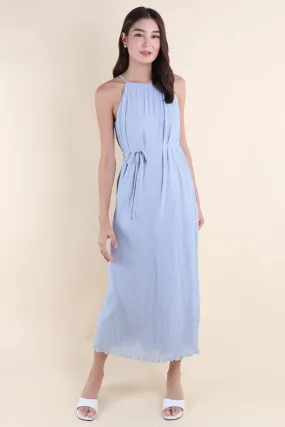 CELIA PLEATED MAXI IN DUSTY BLUE