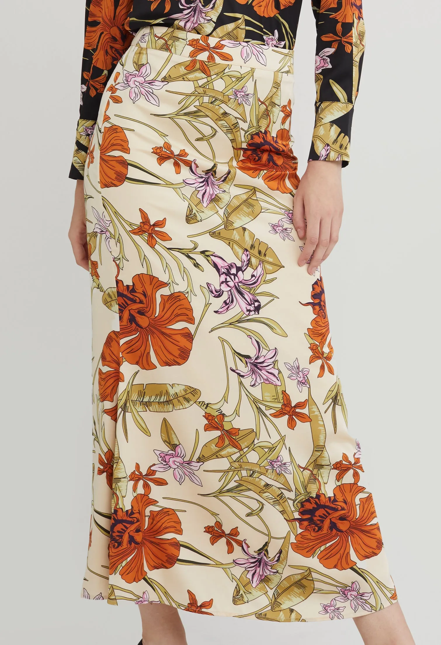 Ceria Floral Satin Skirt