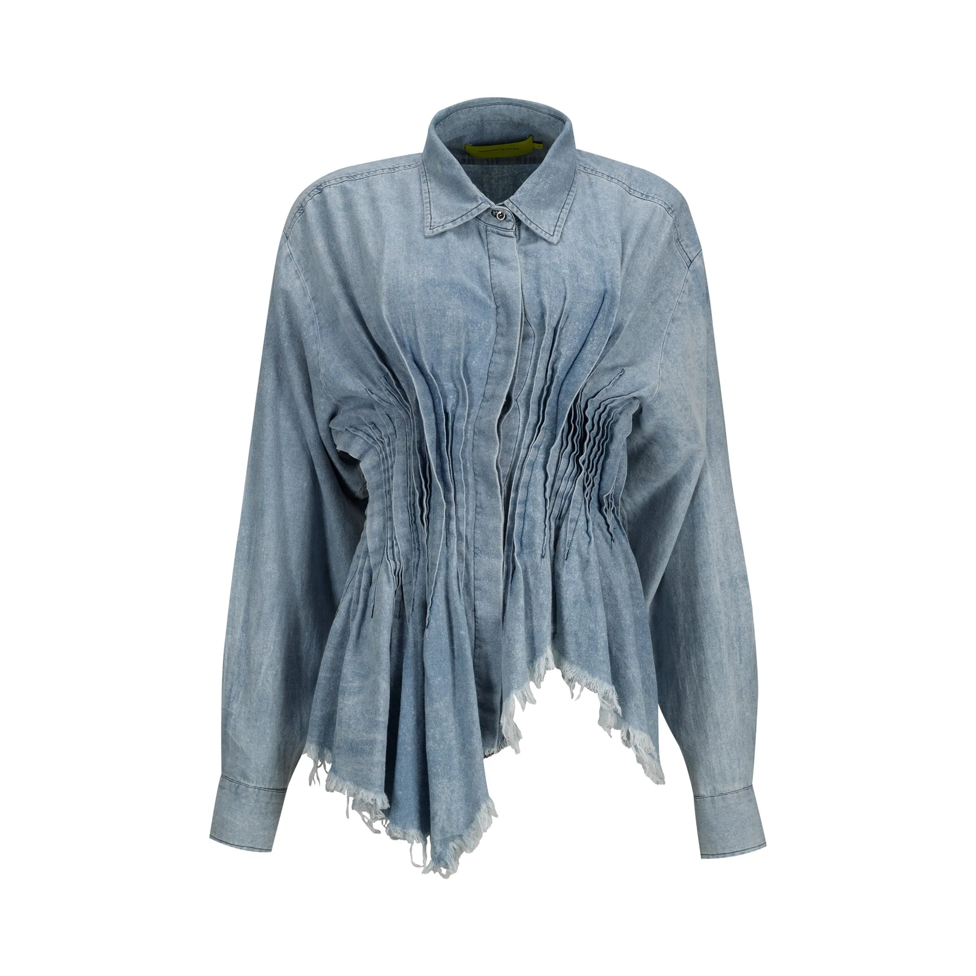 CHAMBRAY PLEATED SHIRT