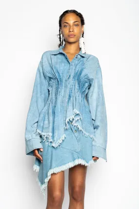 CHAMBRAY PLEATED SHIRT