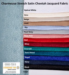 Charmeuse Stretch Satin Cheetah Jacquard, Soft Stretch Satin Fabric-31107