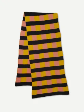 CHECK & STRIPE BRUSHED BLANKET SCARF TURMERIC & PLASTER