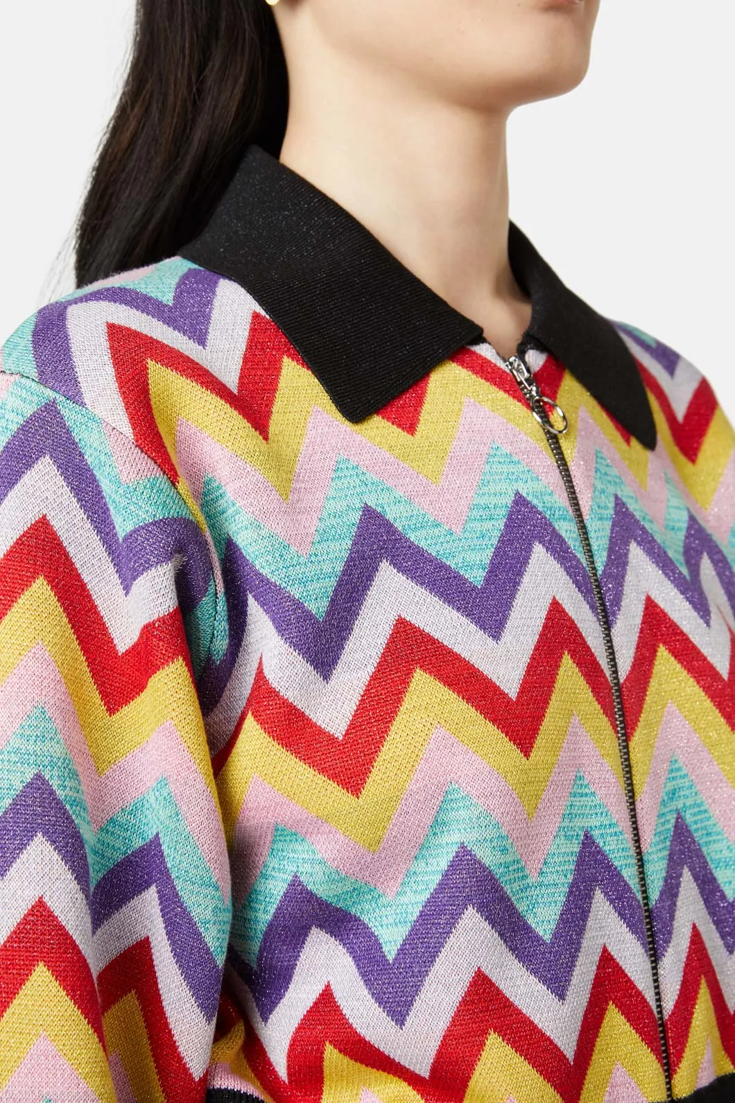 Chevron Lurex Knit Jacket