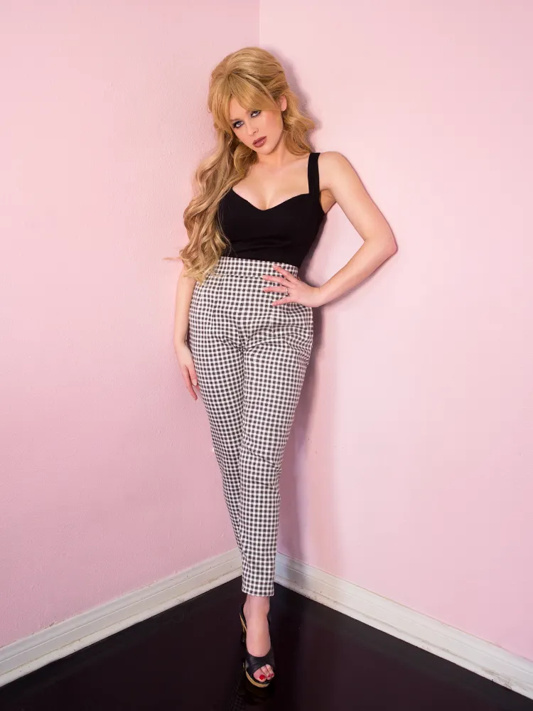 Cigarette Pants in Black Gingham - Vixen by Micheline Pitt