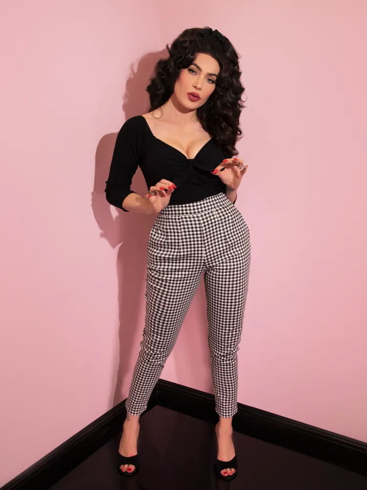 Cigarette Pants in Black Gingham - Vixen by Micheline Pitt