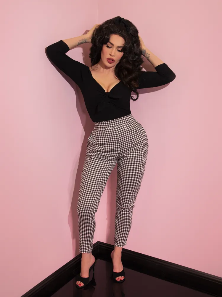 Cigarette Pants in Black Gingham - Vixen by Micheline Pitt