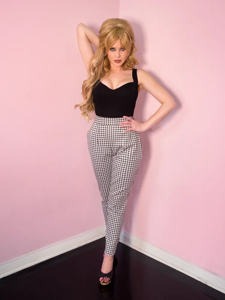 Cigarette Pants in Black Gingham - Vixen by Micheline Pitt