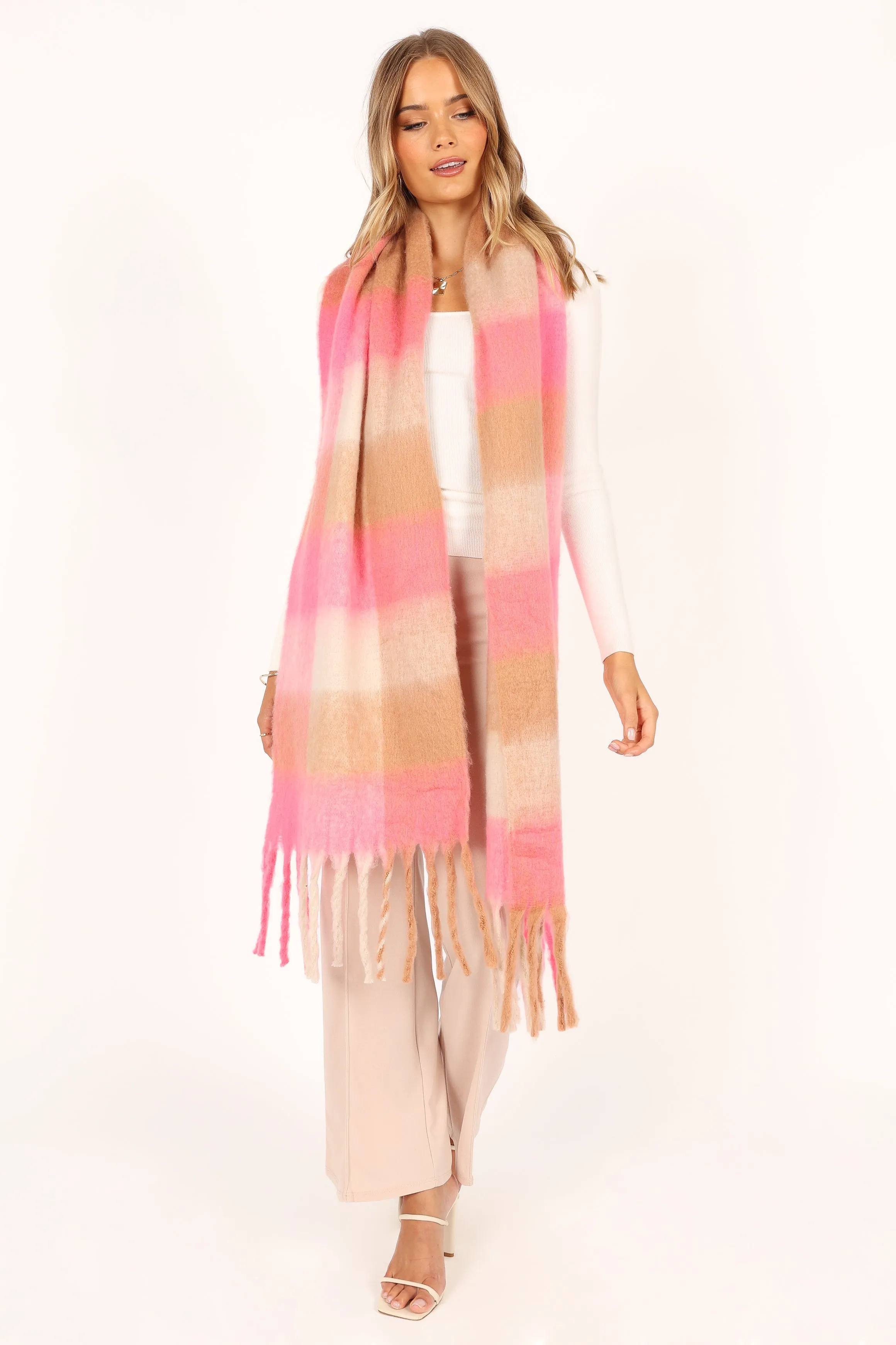 Clare Large Scarf - Pink Gingham