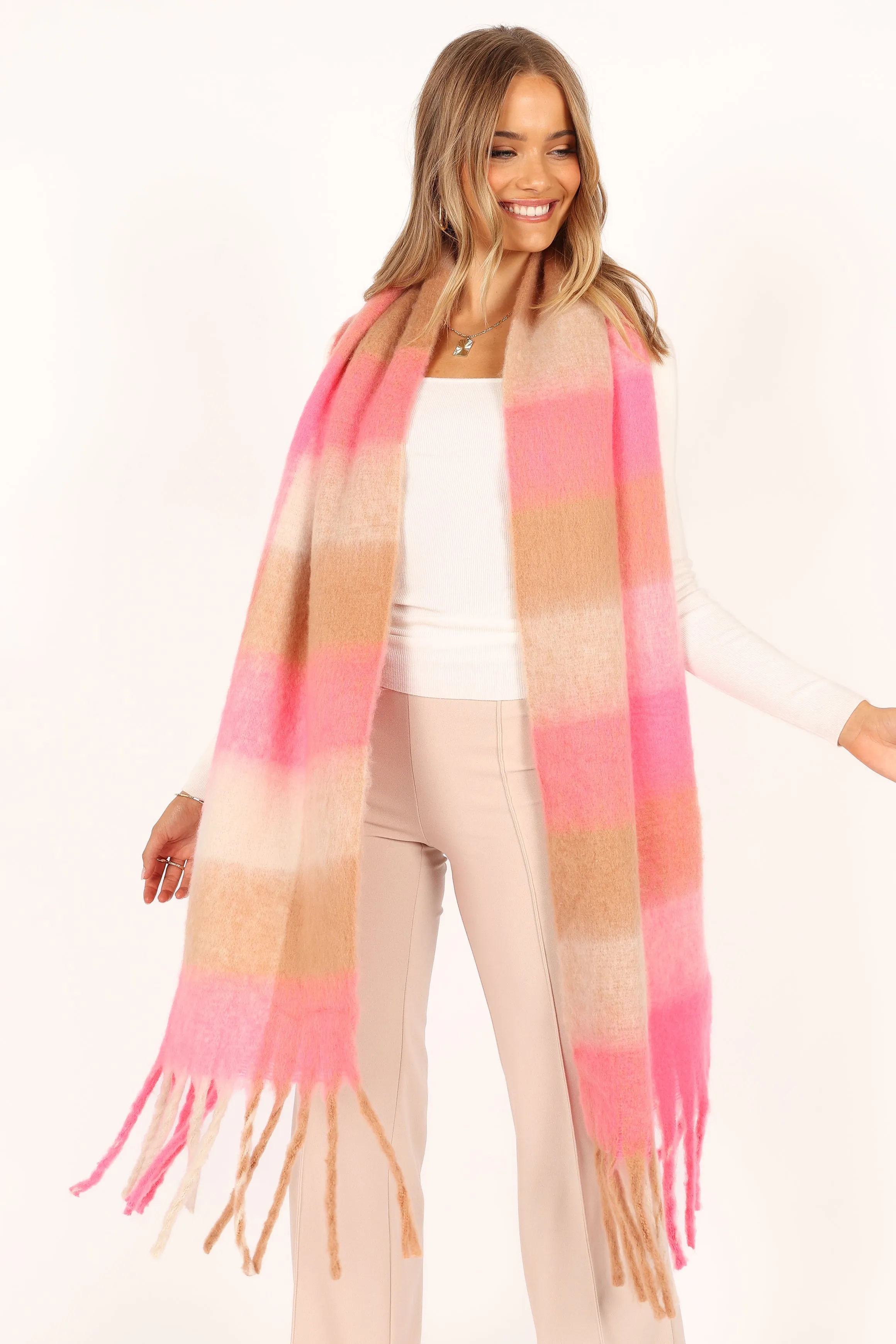 Clare Large Scarf - Pink Gingham