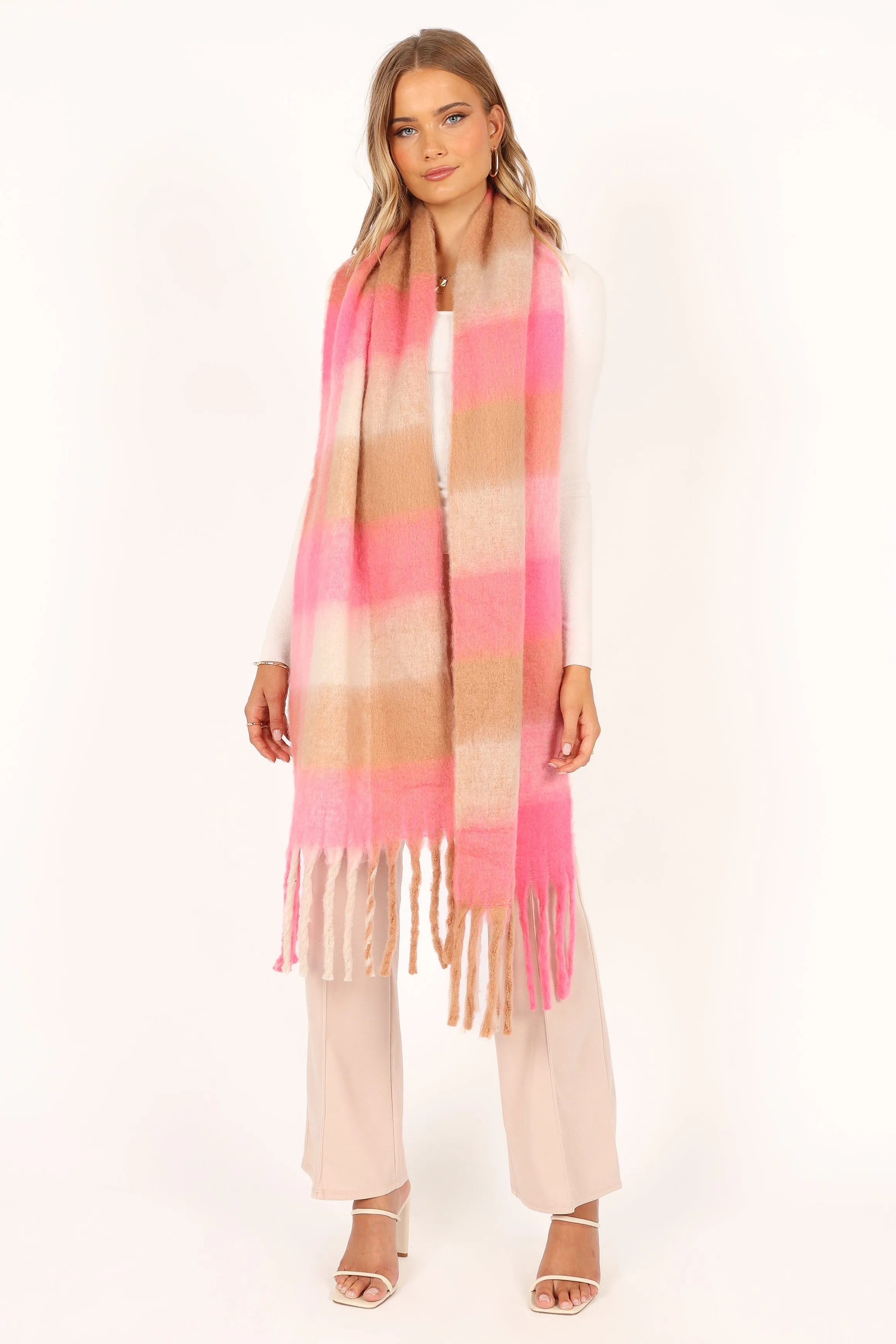 Clare Large Scarf - Pink Gingham