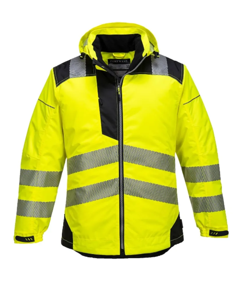 Class 3 Portwest Vision Hi-Vis Yellow/Black Rain Jacket