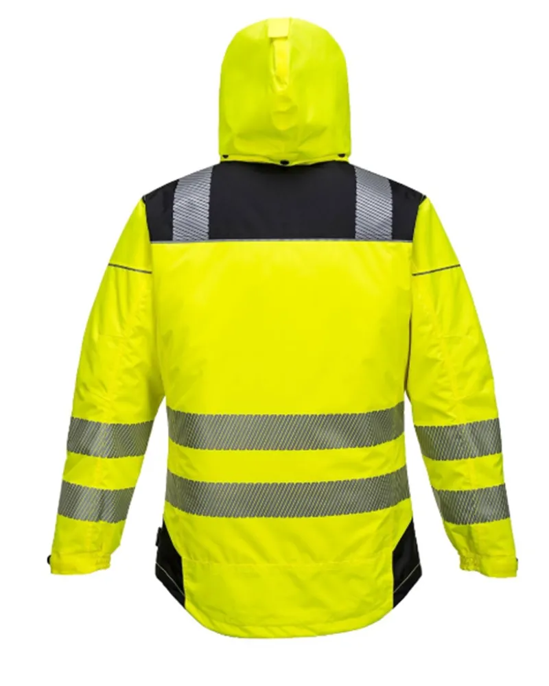 Class 3 Portwest Vision Hi-Vis Yellow/Black Rain Jacket