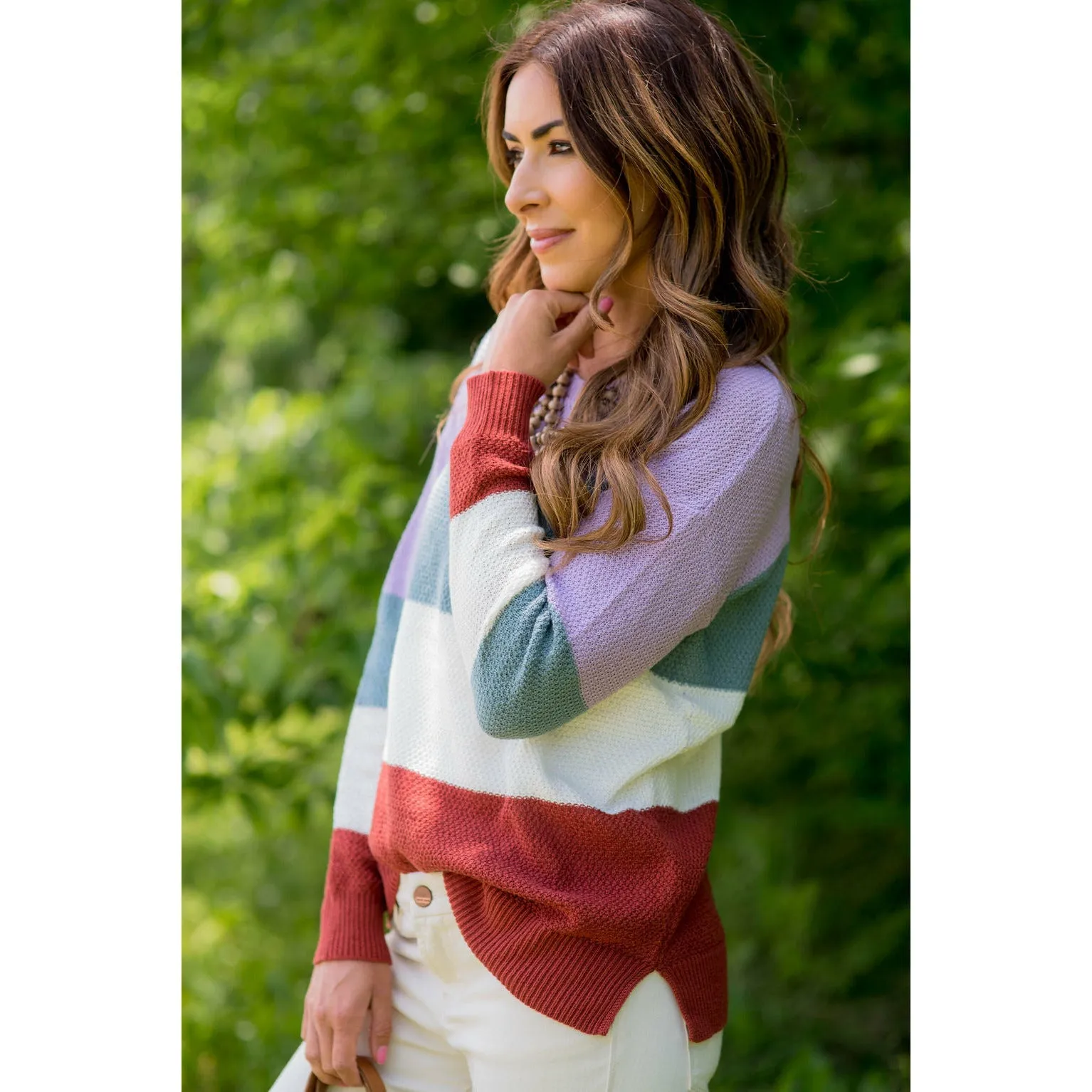 Color Blocked Lightweight Sweater