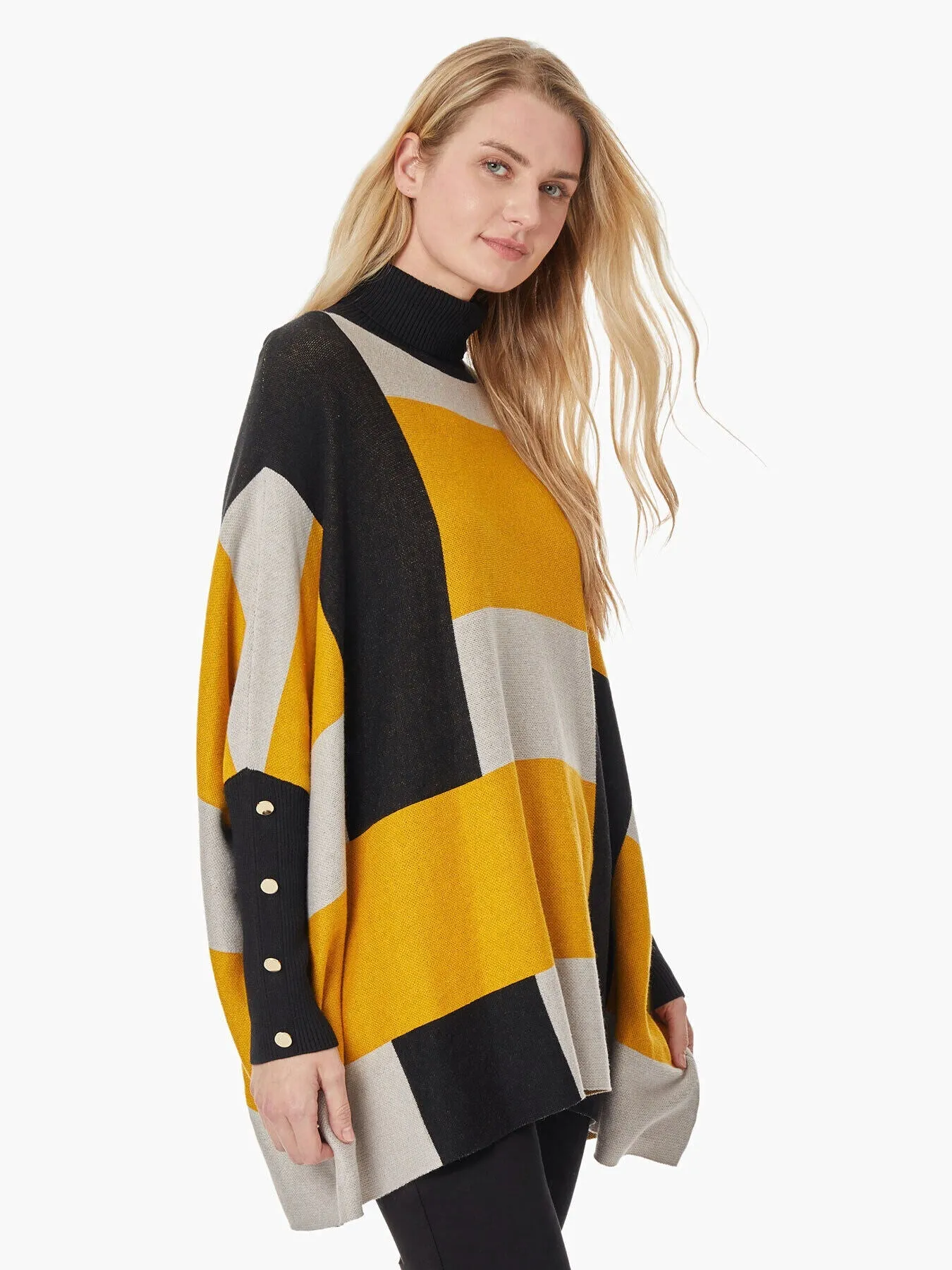 Colorblock Drop Shoulder Turtleneck Sweater