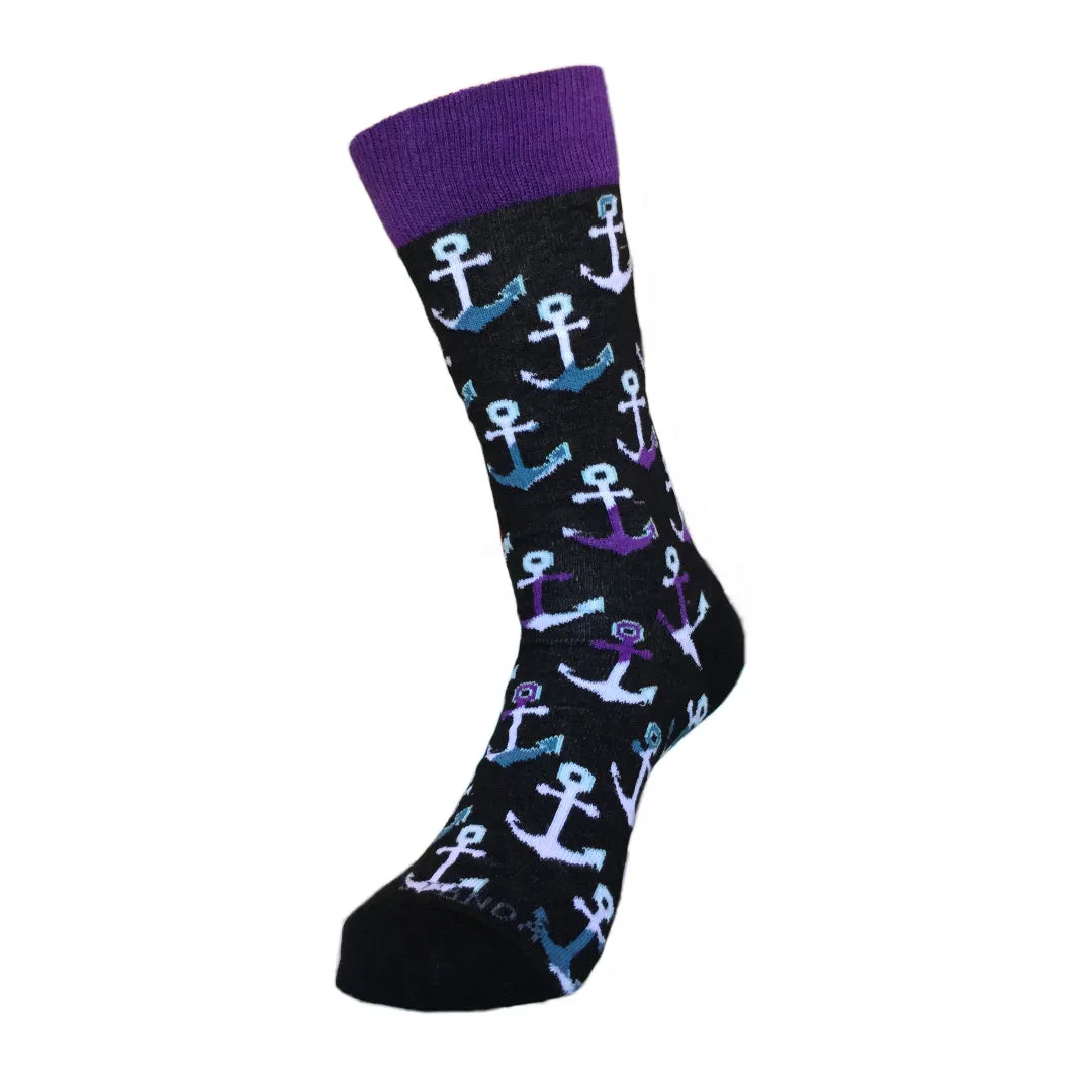 Colorful Anchor Pattern Socks (Adult Medium - Women's Shoe Sizes 5-10)