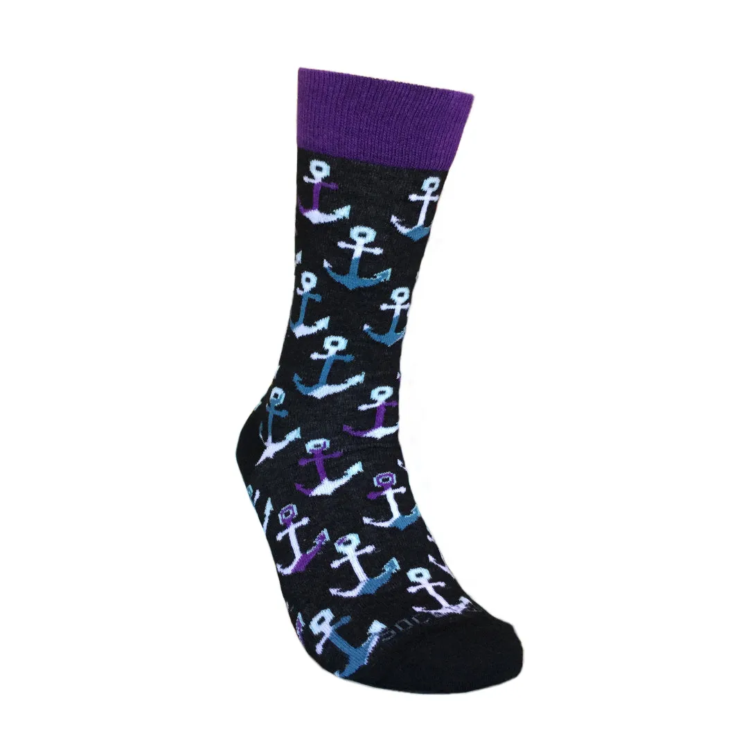 Colorful Anchor Pattern Socks (Adult Medium - Women's Shoe Sizes 5-10)