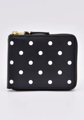 COMME DES GARCONS SA7100PD ZIP WALLET POLKA DOT BLACK