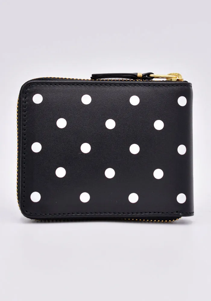 COMME DES GARCONS SA7100PD ZIP WALLET POLKA DOT BLACK