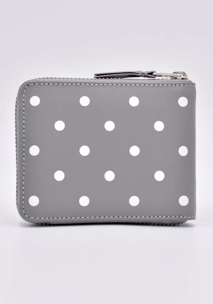 COMME DES GARCONS SA7100PD ZIP WALLET POLKA DOT GREY