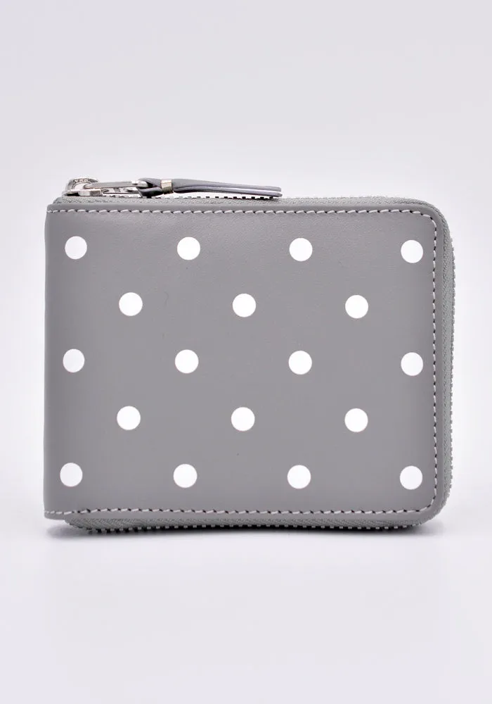 COMME DES GARCONS SA7100PD ZIP WALLET POLKA DOT GREY