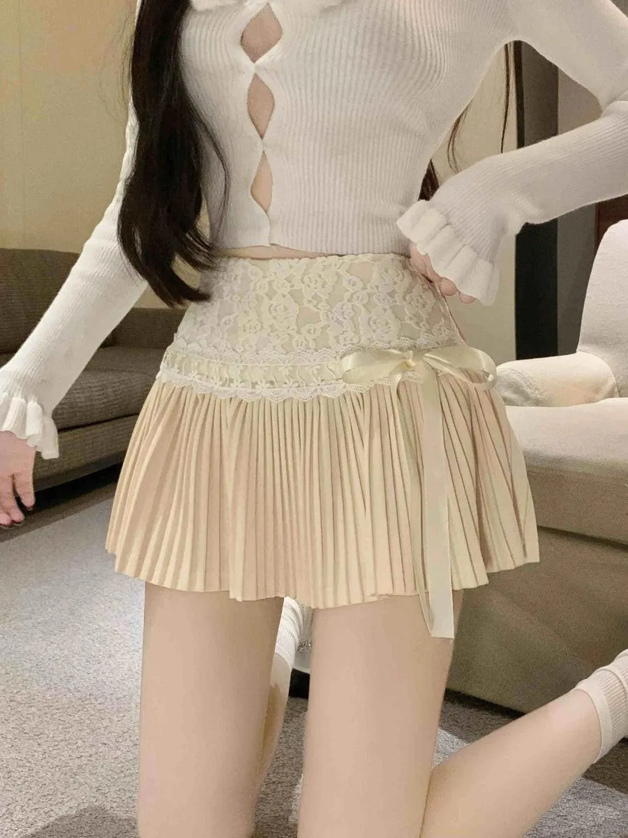 Coquette Lace Pleated Mini Skirt