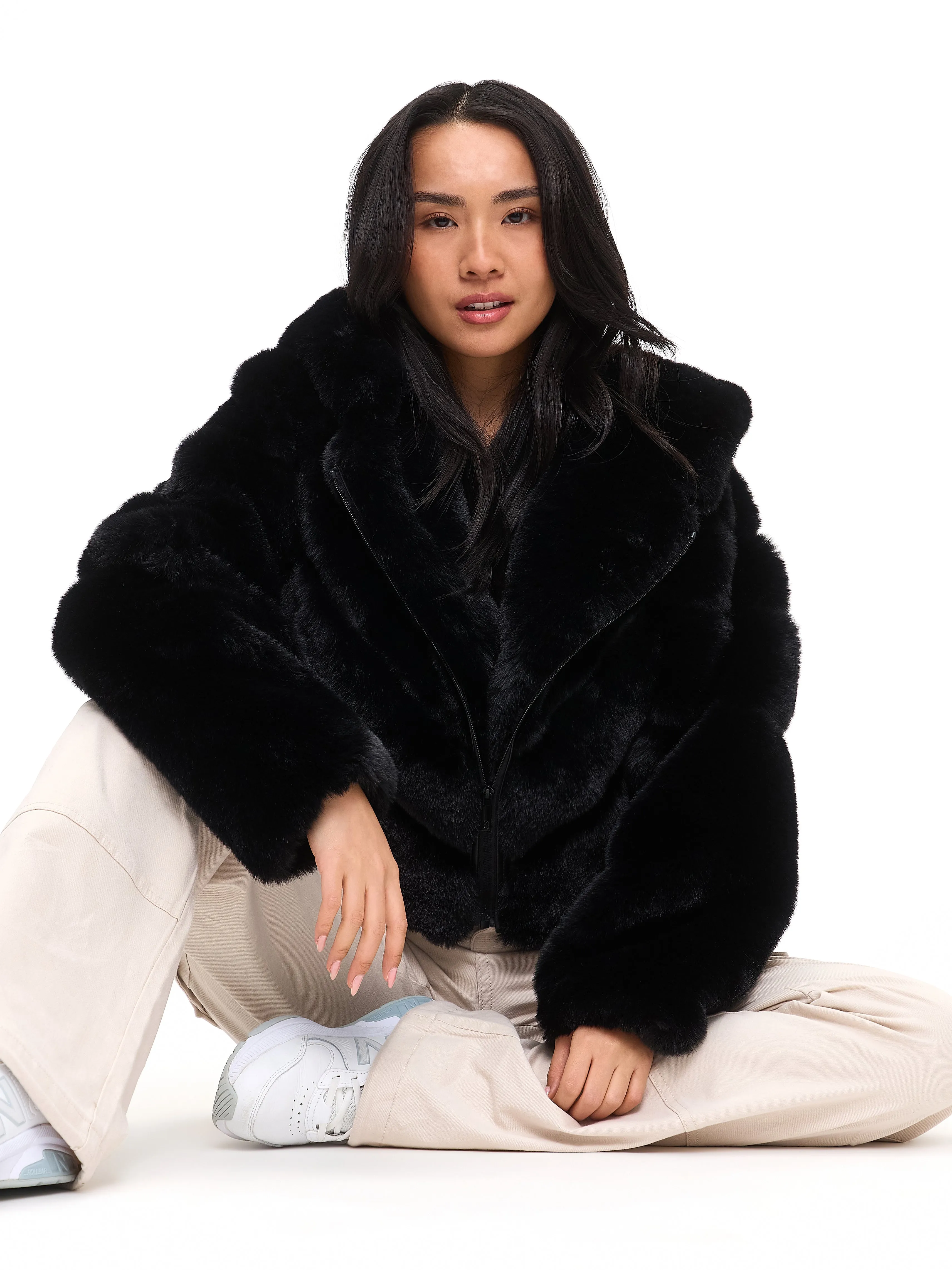 Cruellafree Faux Fur Coat - Black